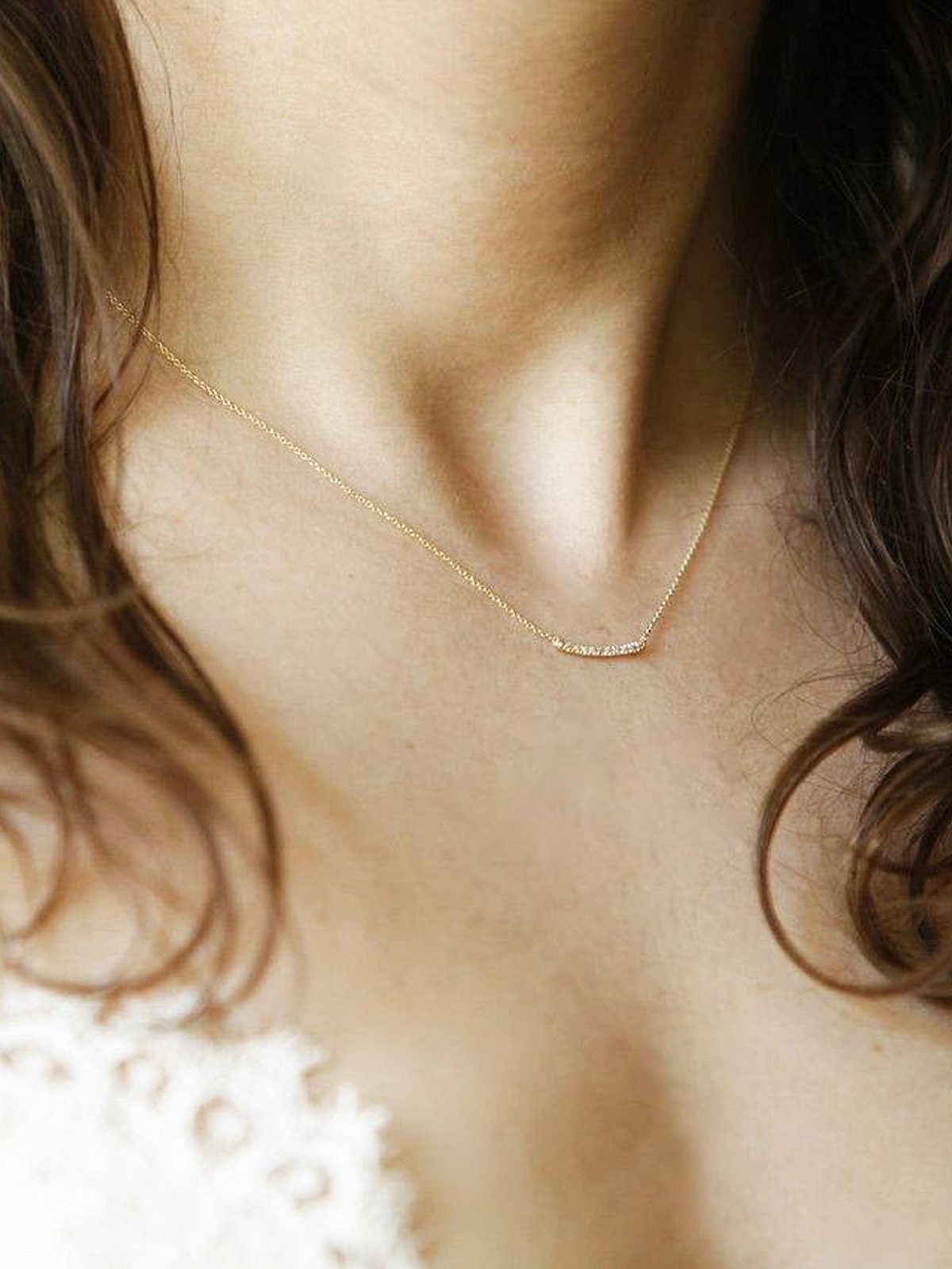 Mini Axis Necklace with White Pavé Diamonds
